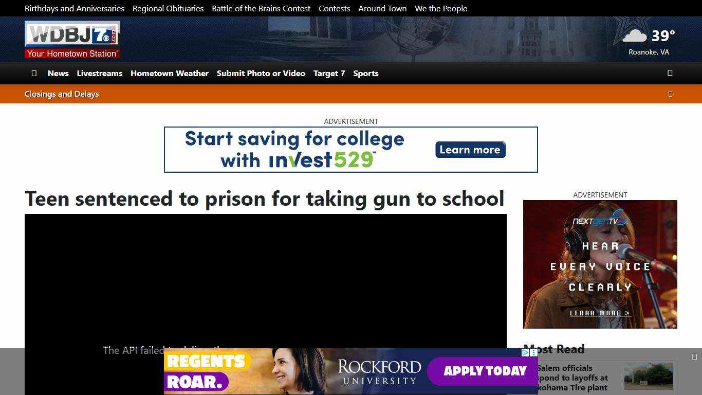 Teen sentenced to prison for taking gun to school